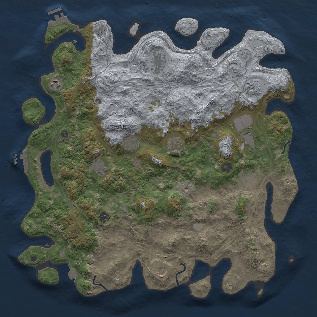 Rust Map: Procedural Map, Size: 4500, Seed: 1393631742, 17 Monuments