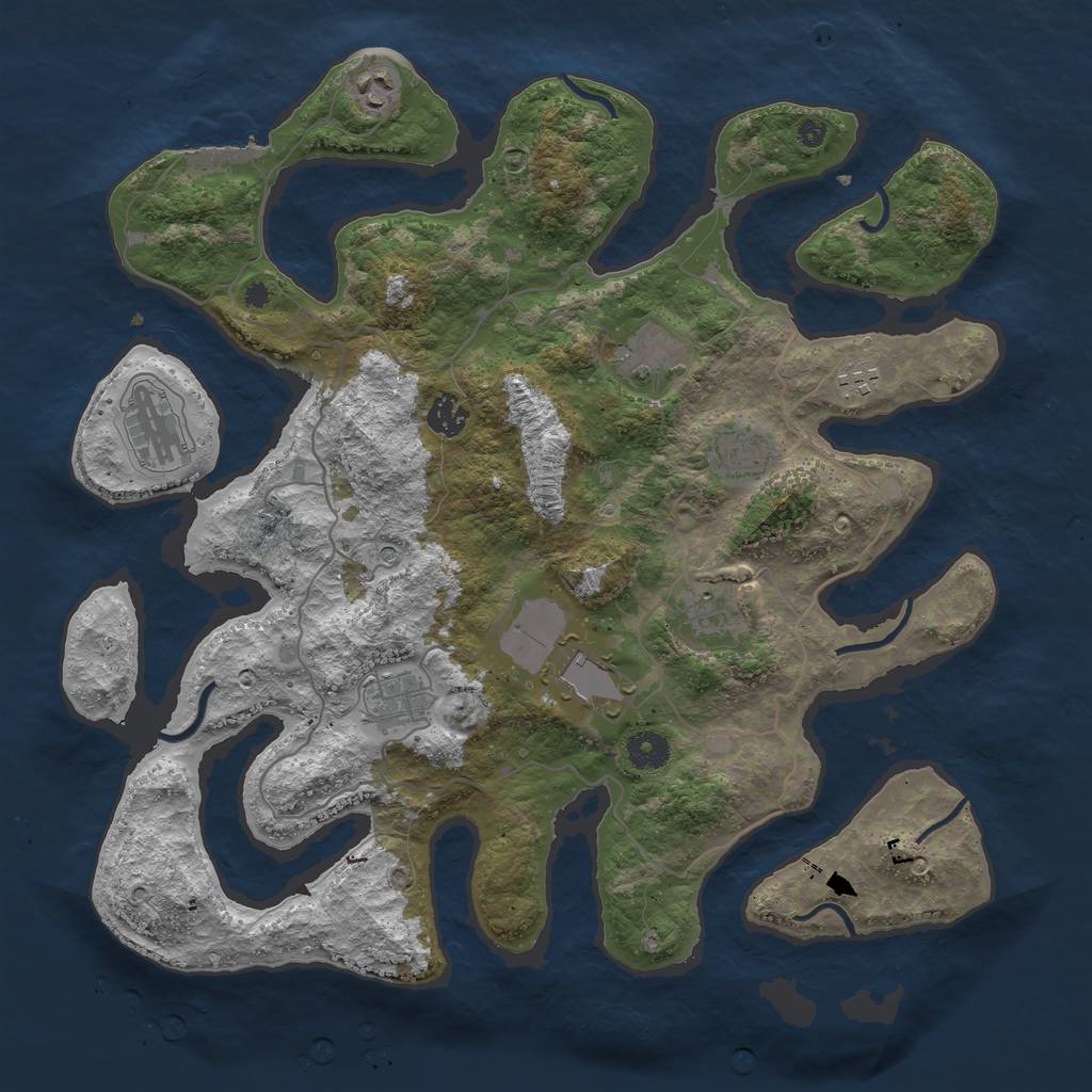 Rust Map: Procedural Map, Size: 4000, Seed: 1069829597, 13 Monuments