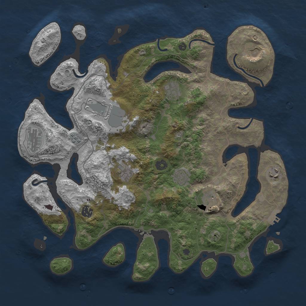 Rust Map: Procedural Map, Size: 4000, Seed: 8989998, 14 Monuments