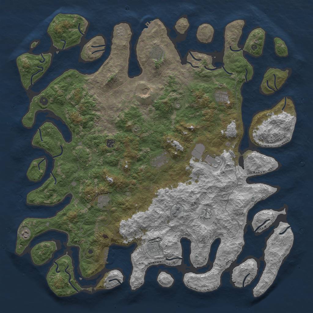 Rust Map: Procedural Map, Size: 5500, Seed: 13, 16 Monuments