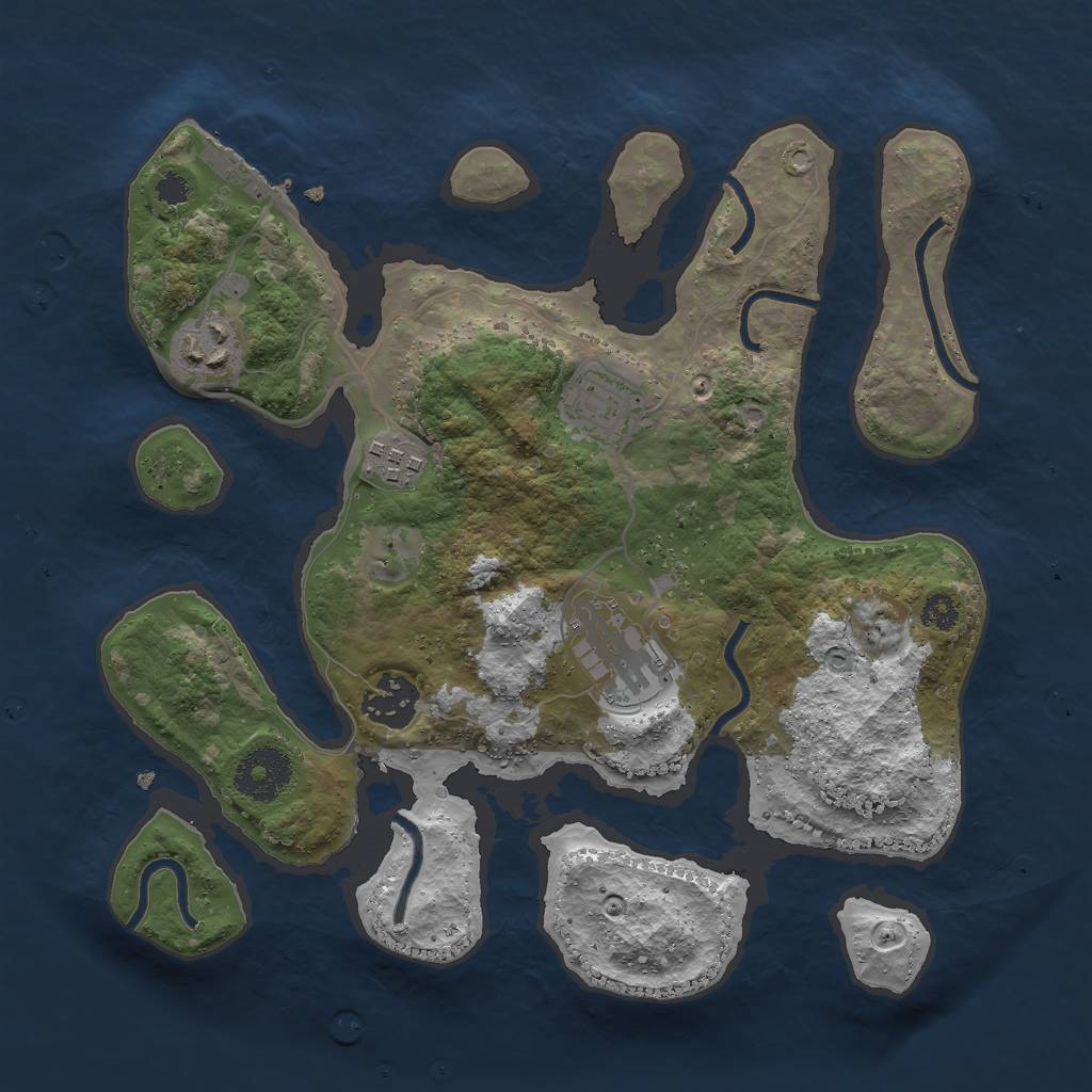 Rust Map: Procedural Map, Size: 3000, Seed: 1624943, 8 Monuments