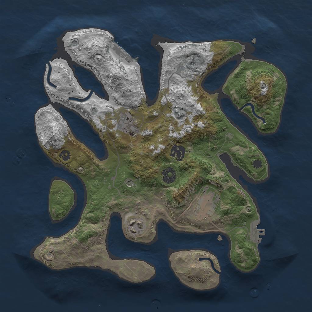 Rust Map: Procedural Map, Size: 3000, Seed: 2083382477, 9 Monuments