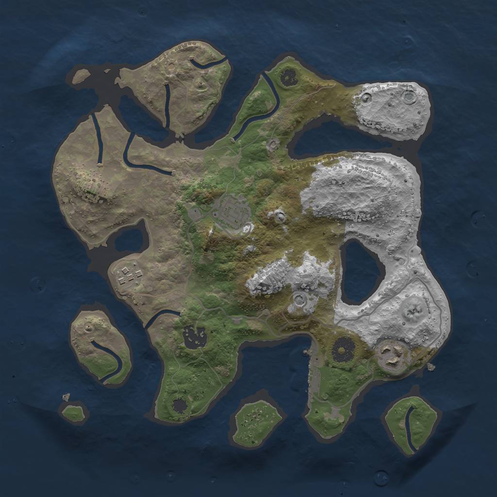 Rust Map: Procedural Map, Size: 3000, Seed: 1099710560, 8 Monuments