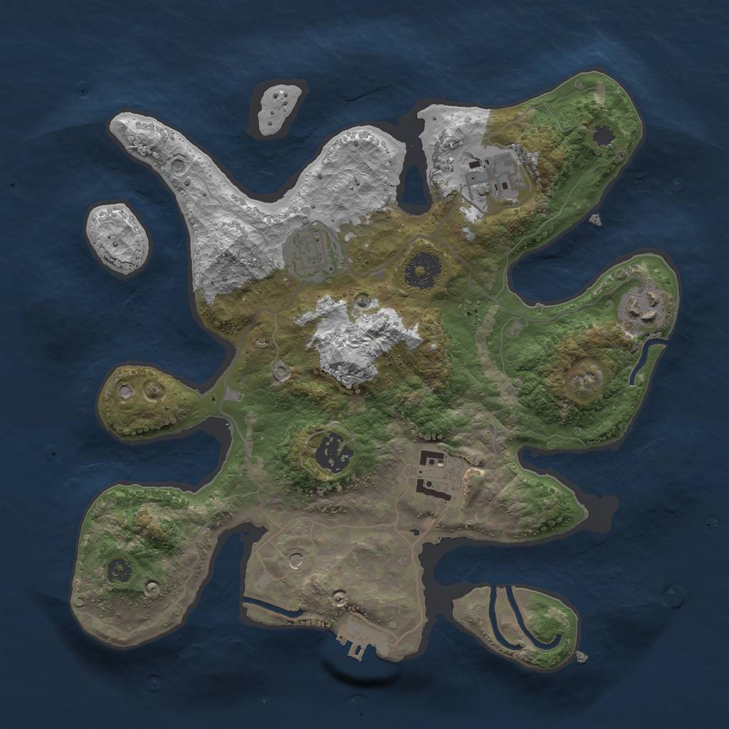 Rust Map: Procedural Map, Size: 3000, Seed: 401693477, 9 Monuments