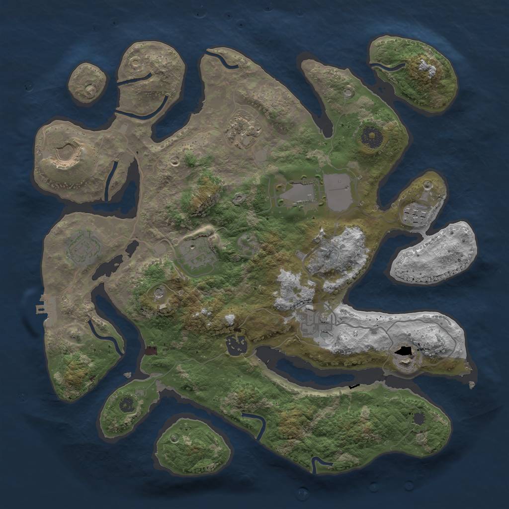 Rust Map: Procedural Map, Size: 3500, Seed: 677325, 13 Monuments