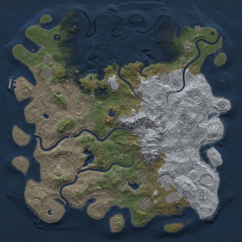 Rust Map: Procedural Map, Size: 5000, Seed: 80388803, 16 Monuments