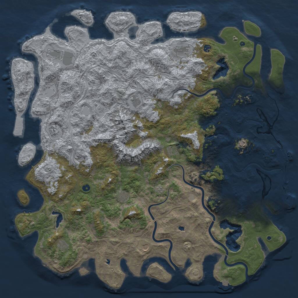 Rust Map: Procedural Map, Size: 6000, Seed: 92495, 17 Monuments