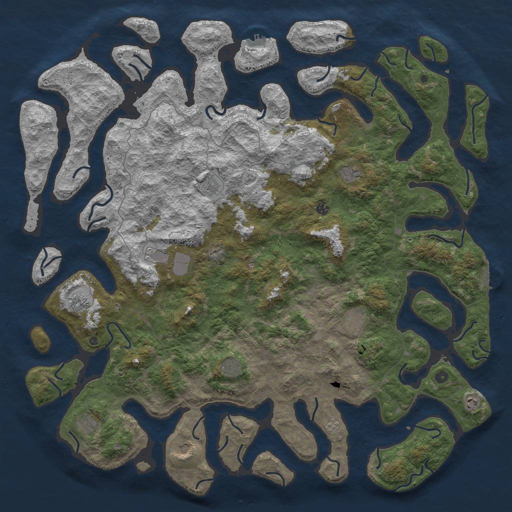 Rust Map: Procedural Map, Size: 6000, Seed: 92495, 16 Monuments