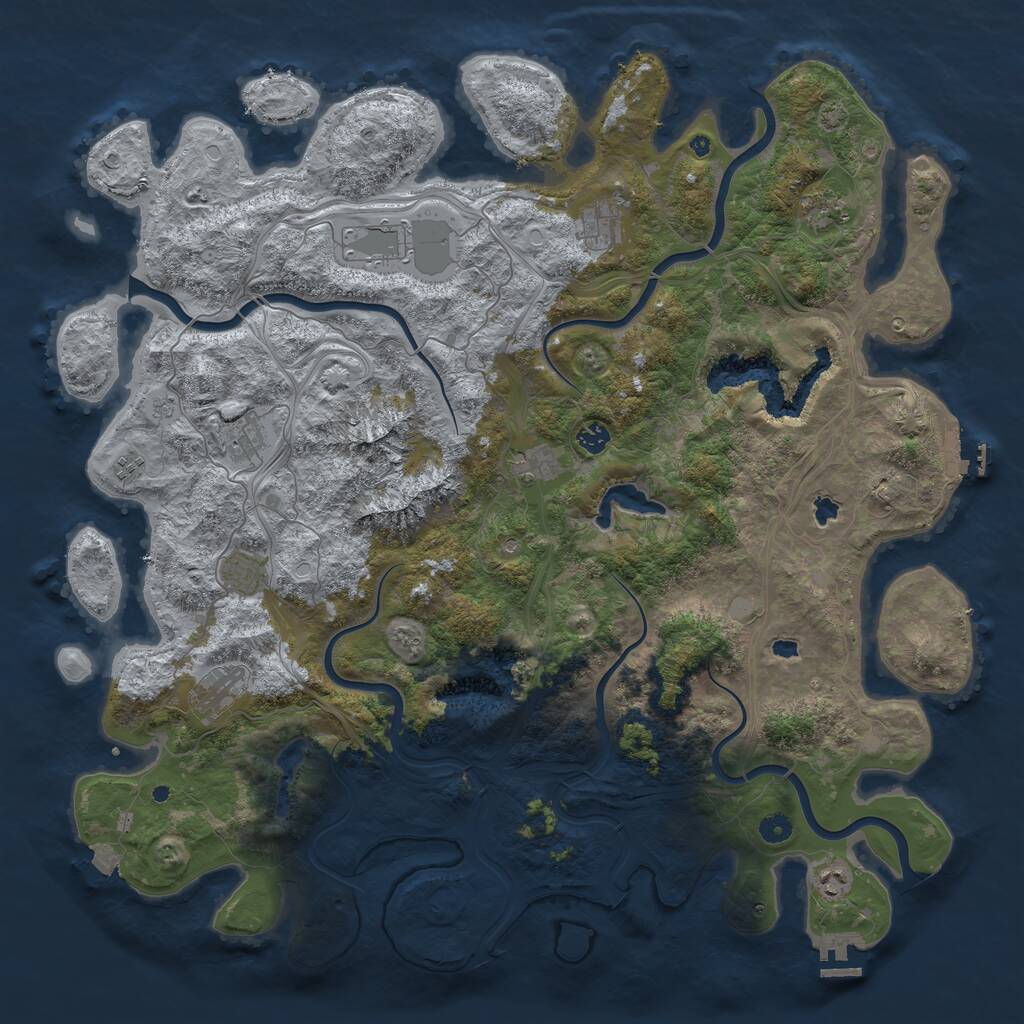 Rust Map: Procedural Map, Size: 5000, Seed: 70482878, 16 Monuments