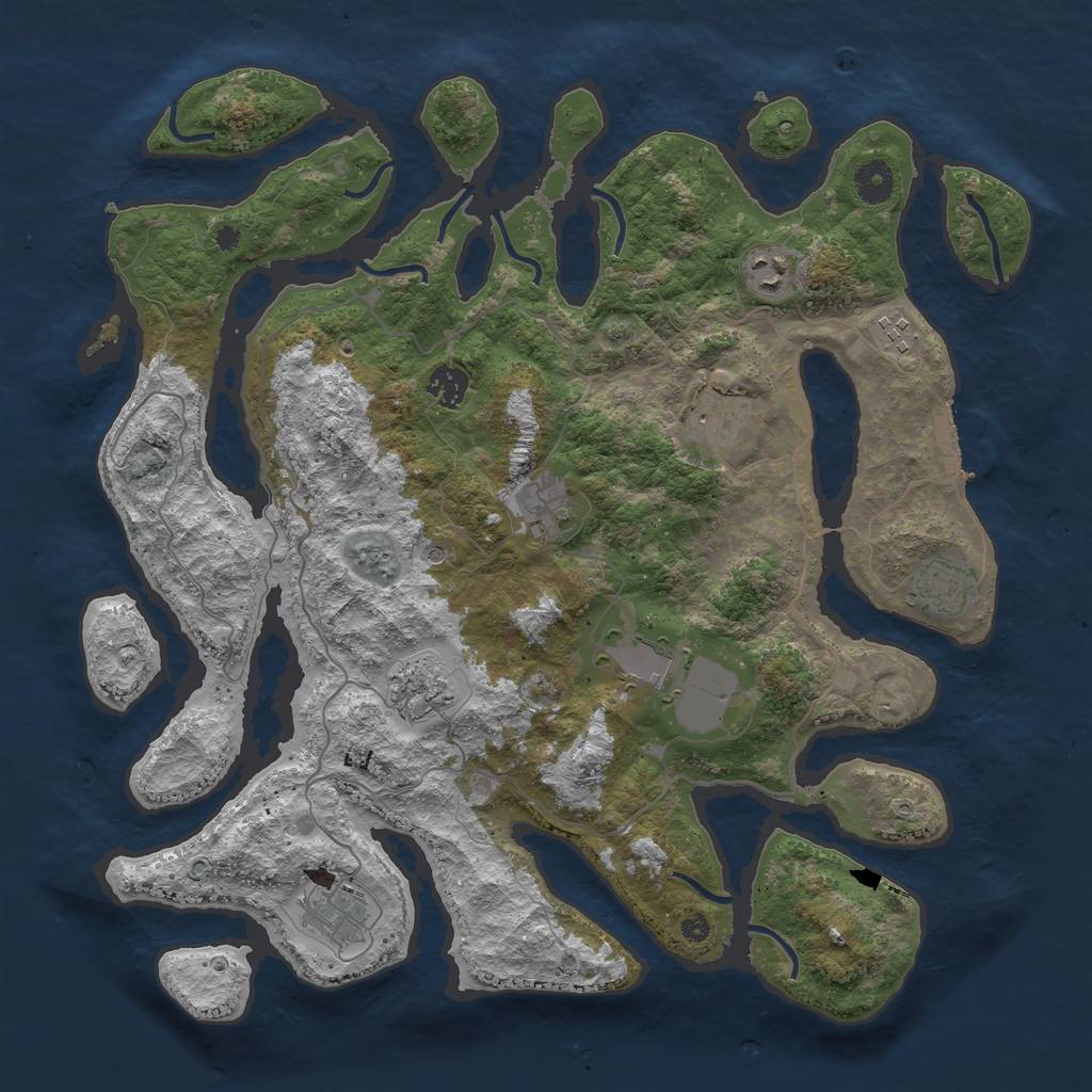 Rust Map: Procedural Map, Size: 4000, Seed: 1066825560, 13 Monuments