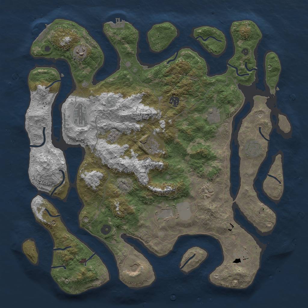 Rust Map: Procedural Map, Size: 4500, Seed: 67766776, 16 Monuments