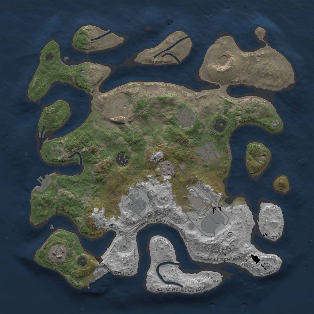 Rust Map: Procedural Map, Size: 3500, Seed: 14320605, 14 Monuments