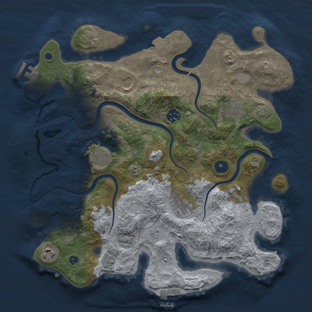 Rust Map: Procedural Map, Size: 3500, Seed: 14320605, 13 Monuments