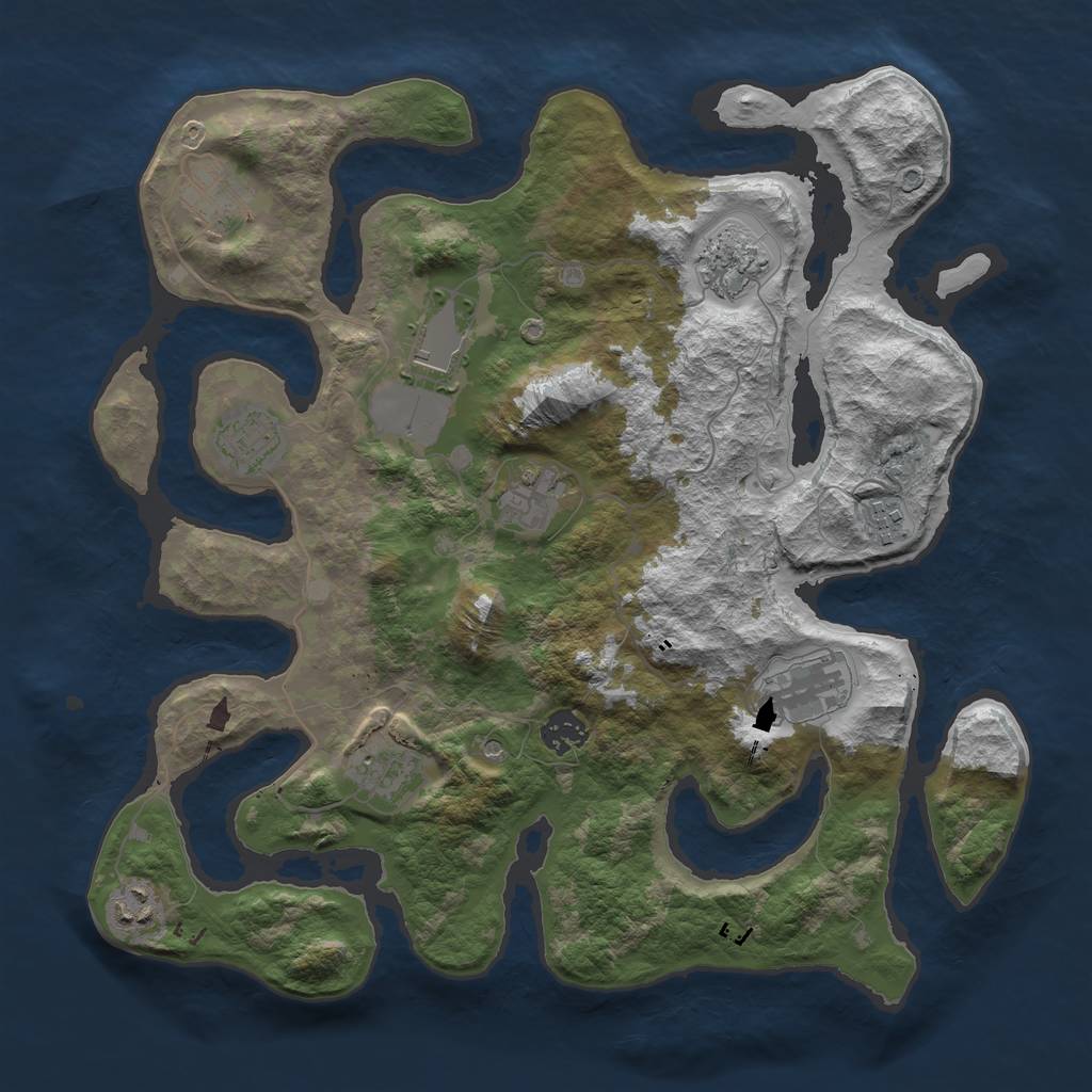 Rust Map: Barren, Size: 3700, Seed: 926931670, 13 Monuments