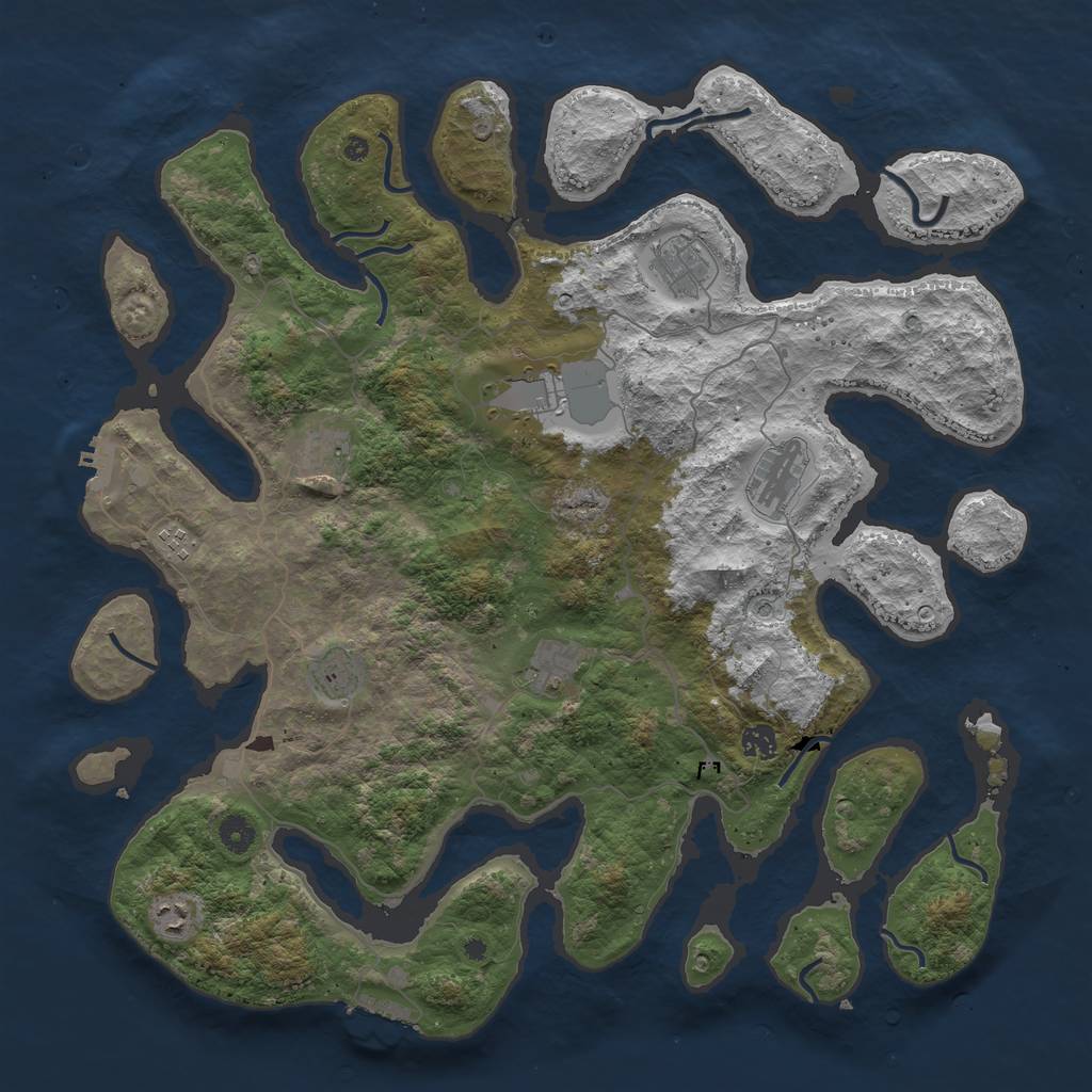 Rust Map: Procedural Map, Size: 4500, Seed: 675272116, 14 Monuments