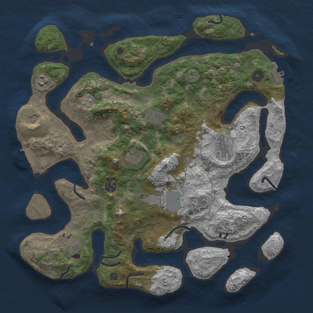 Rust Map: Procedural Map, Size: 4000, Seed: 1967636801, 14 Monuments