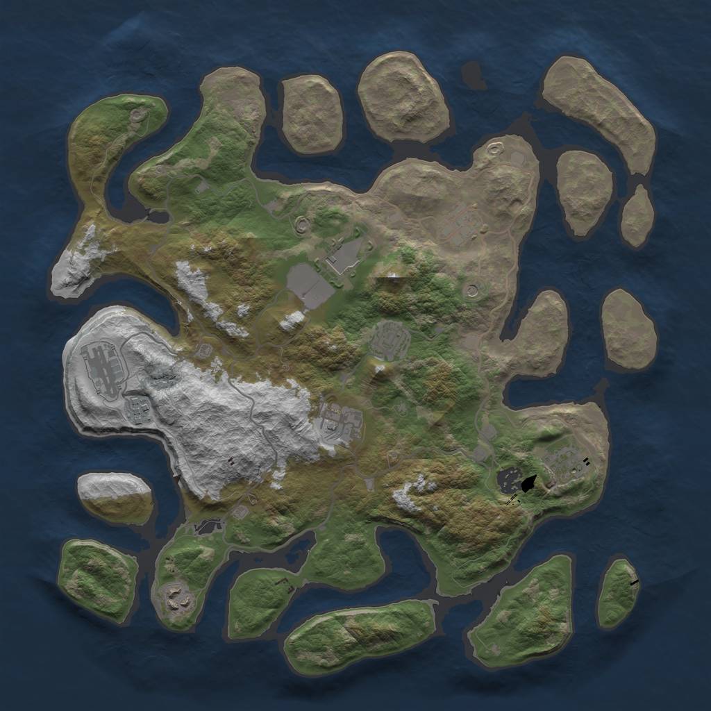 Rust Map: Barren, Size: 4000, Seed: 1388871803, 12 Monuments