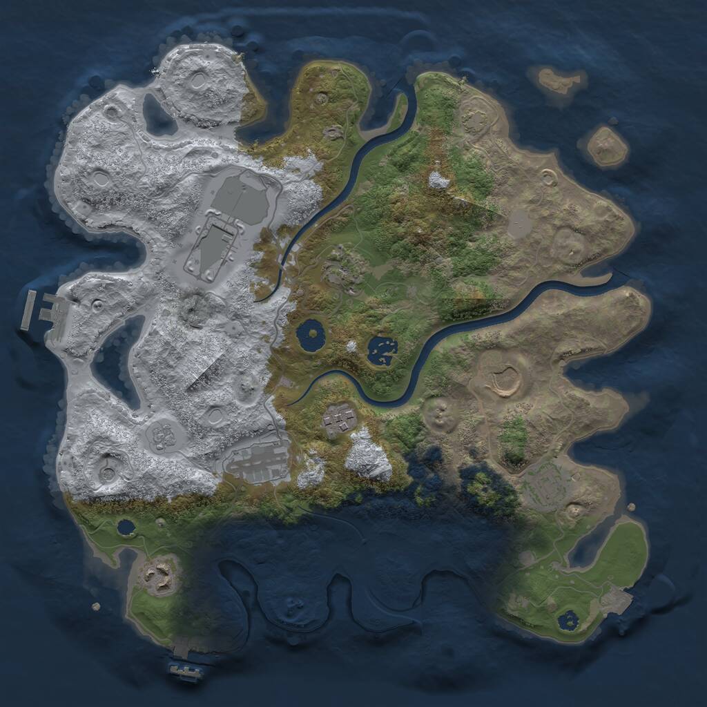 Rust Map: Procedural Map, Size: 3500, Seed: 2027446417, 14 Monuments