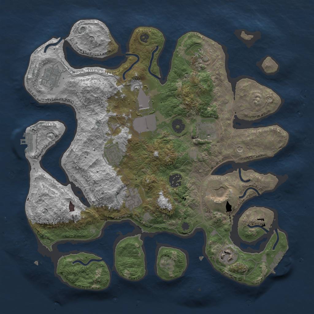 Rust Map: Procedural Map, Size: 3500, Seed: 2027446417, 14 Monuments