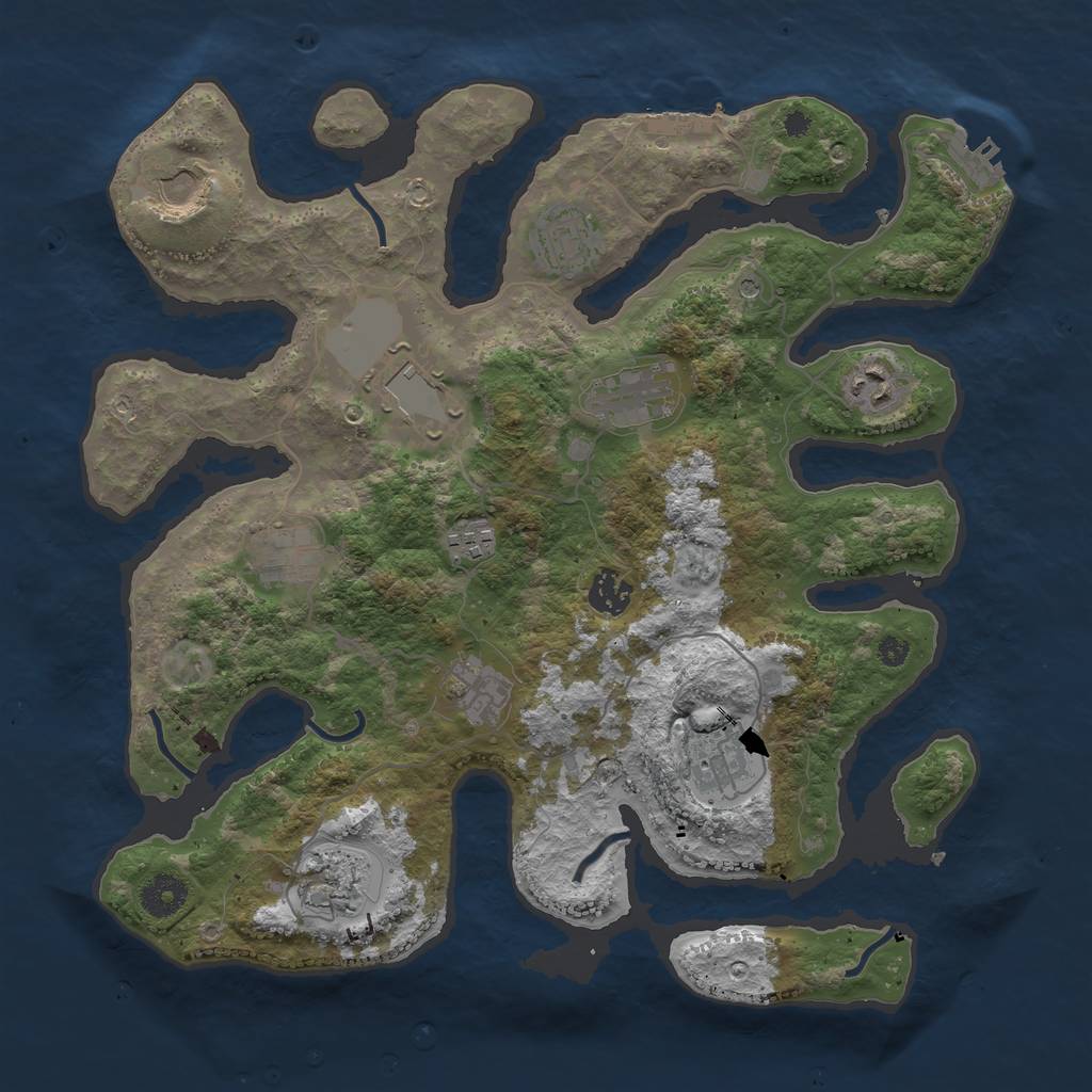 Rust Map: Procedural Map, Size: 3700, Seed: 1949485574, 16 Monuments