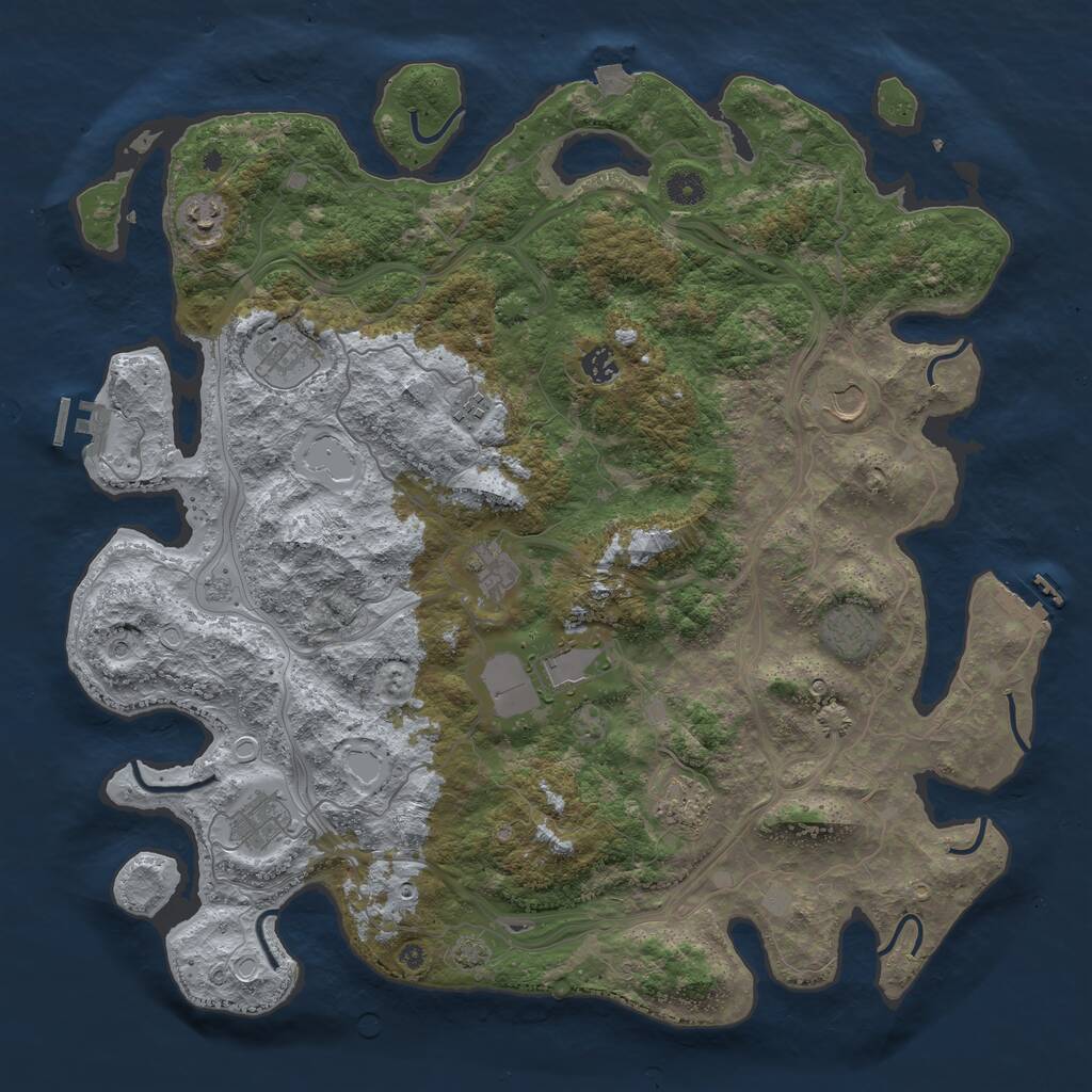 Rust Map: Procedural Map, Size: 4500, Seed: 2541573, 16 Monuments