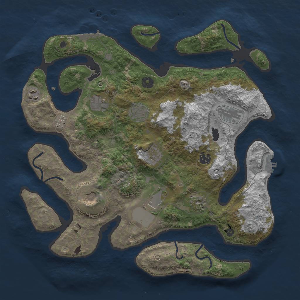 Rust Map: Procedural Map, Size: 3750, Seed: 489808091, 15 Monuments