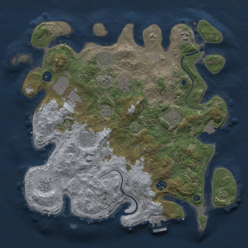 Rust Map: Procedural Map, Size: 3700, Seed: 1686102758, 14 Monuments