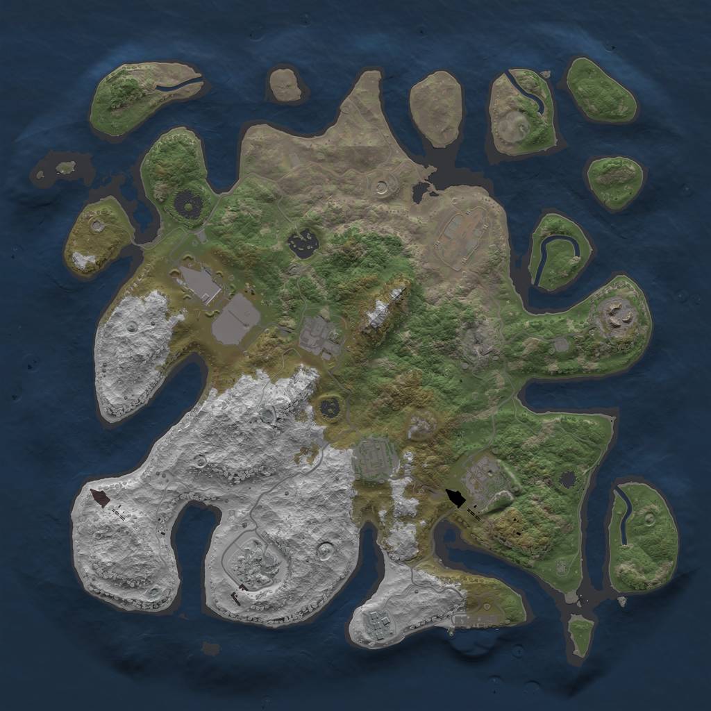 Rust Map: Procedural Map, Size: 3700, Seed: 1686102758, 13 Monuments