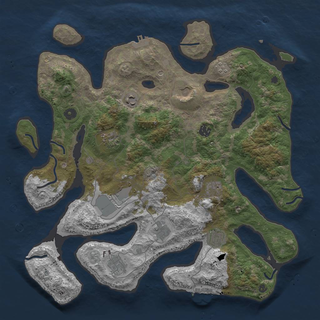 Rust Map: Procedural Map, Size: 3990, Seed: 2147483647, 15 Monuments