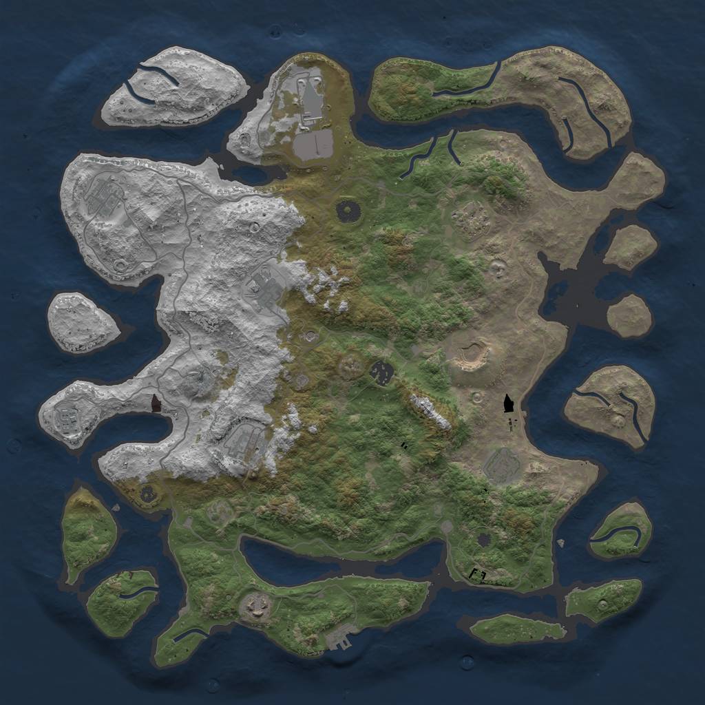 Rust Map: Procedural Map, Size: 4500, Seed: 365475643, 14 Monuments