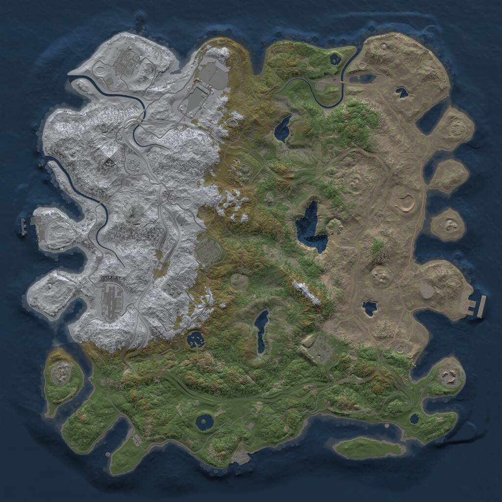Rust Map: Procedural Map, Size: 4500, Seed: 365475643, 16 Monuments
