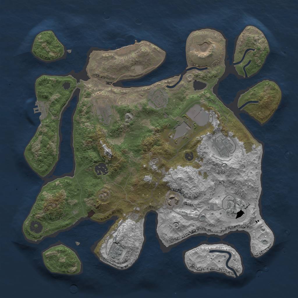 Rust Map: Procedural Map, Size: 3500, Seed: 30721, 14 Monuments