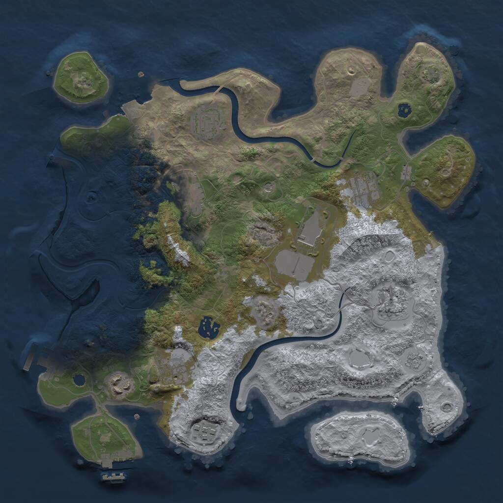 Rust Map: Procedural Map, Size: 3500, Seed: 30721, 15 Monuments