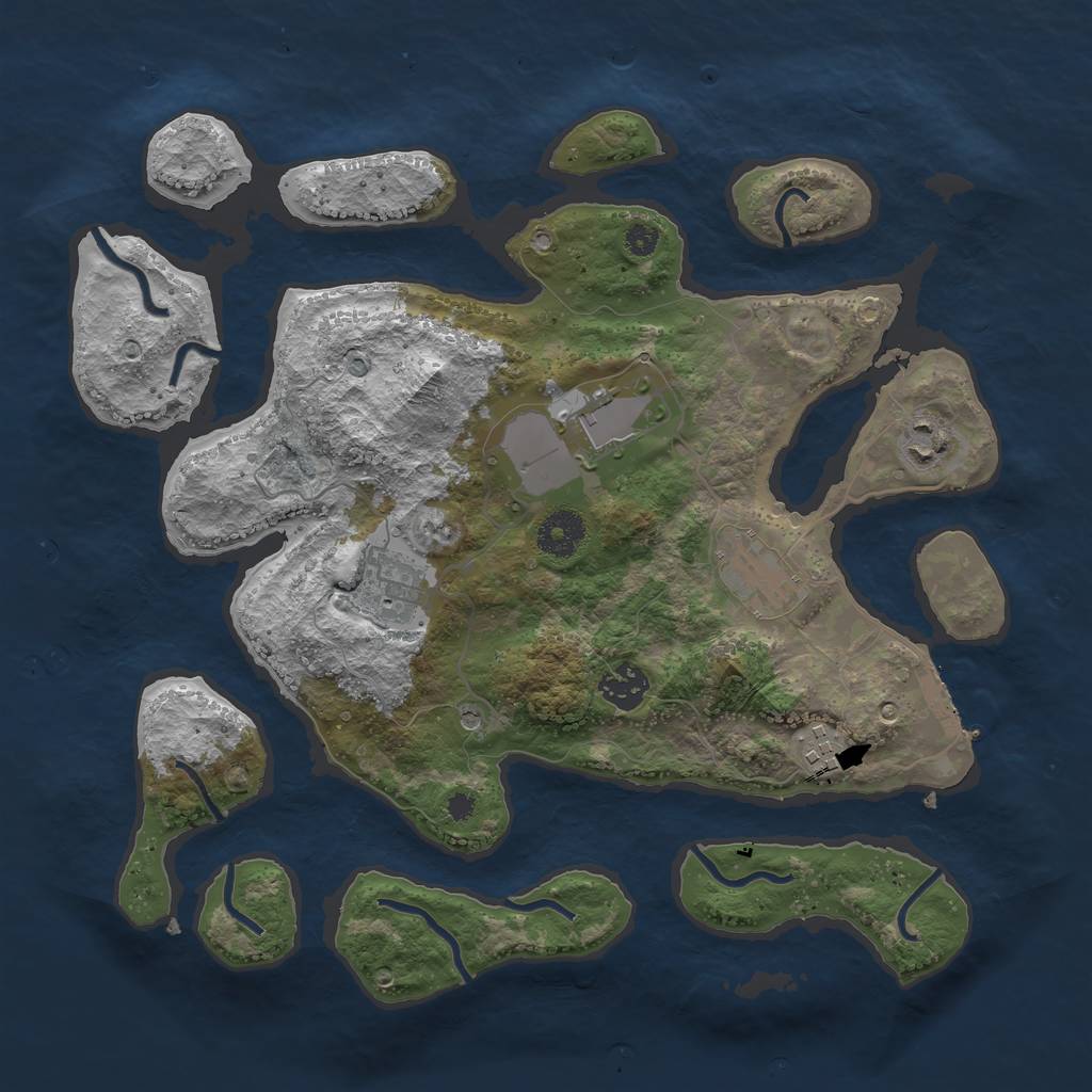 Rust Map: Procedural Map, Size: 3500, Seed: 418752369, 10 Monuments