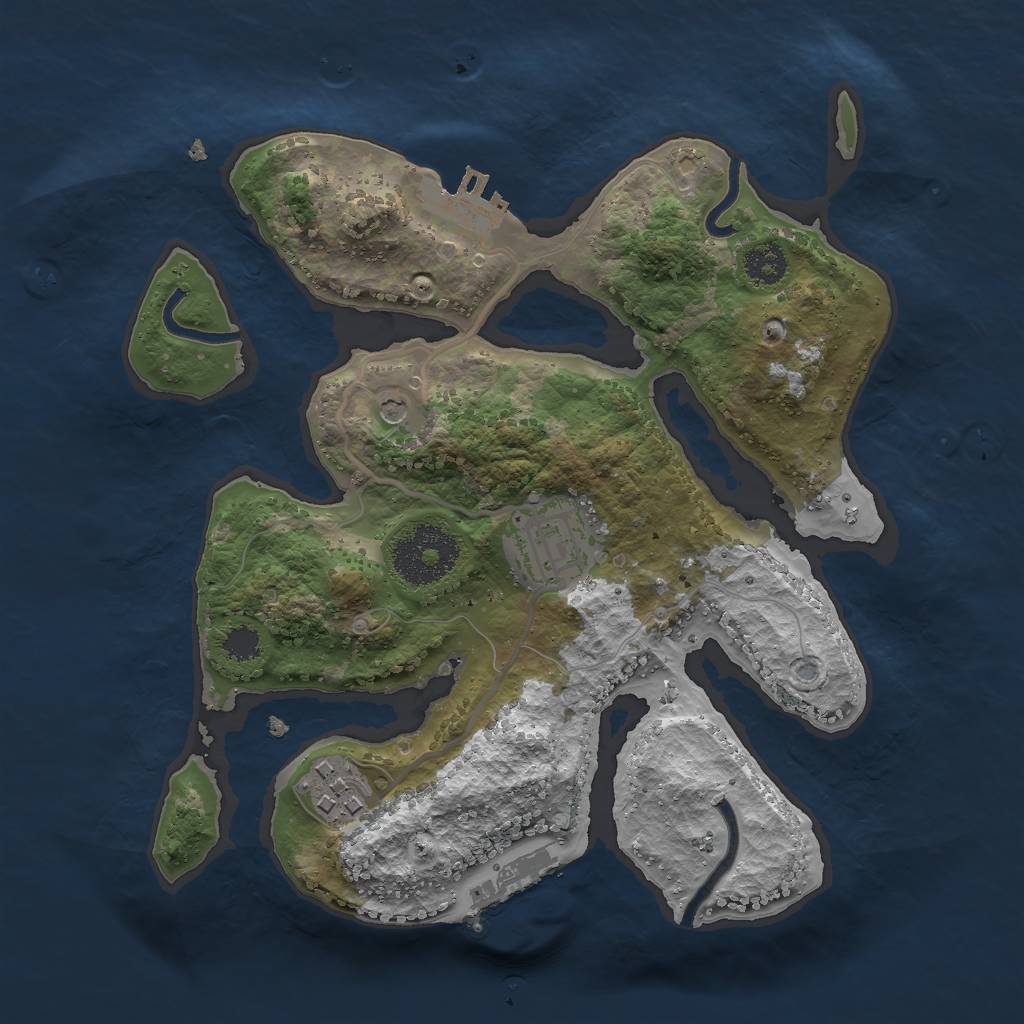 Rust Map: Procedural Map, Size: 2500, Seed: 14052021, 7 Monuments