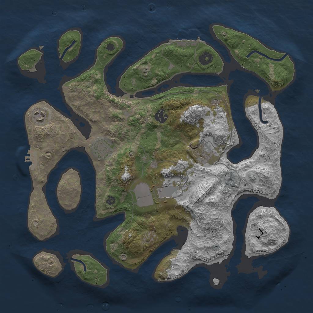 Rust Map: Procedural Map, Size: 3500, Seed: 21675211, 10 Monuments