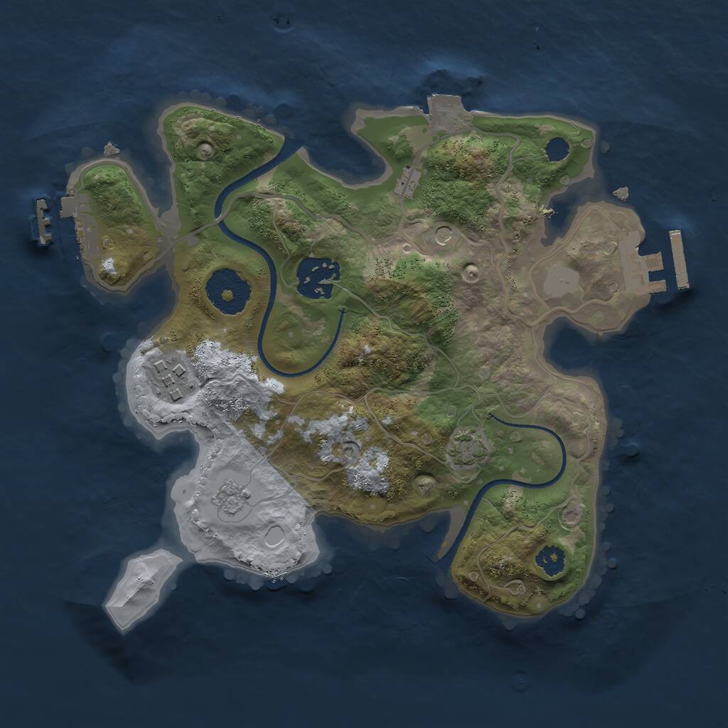 Rust Map: Procedural Map, Size: 2500, Seed: 1486, 8 Monuments