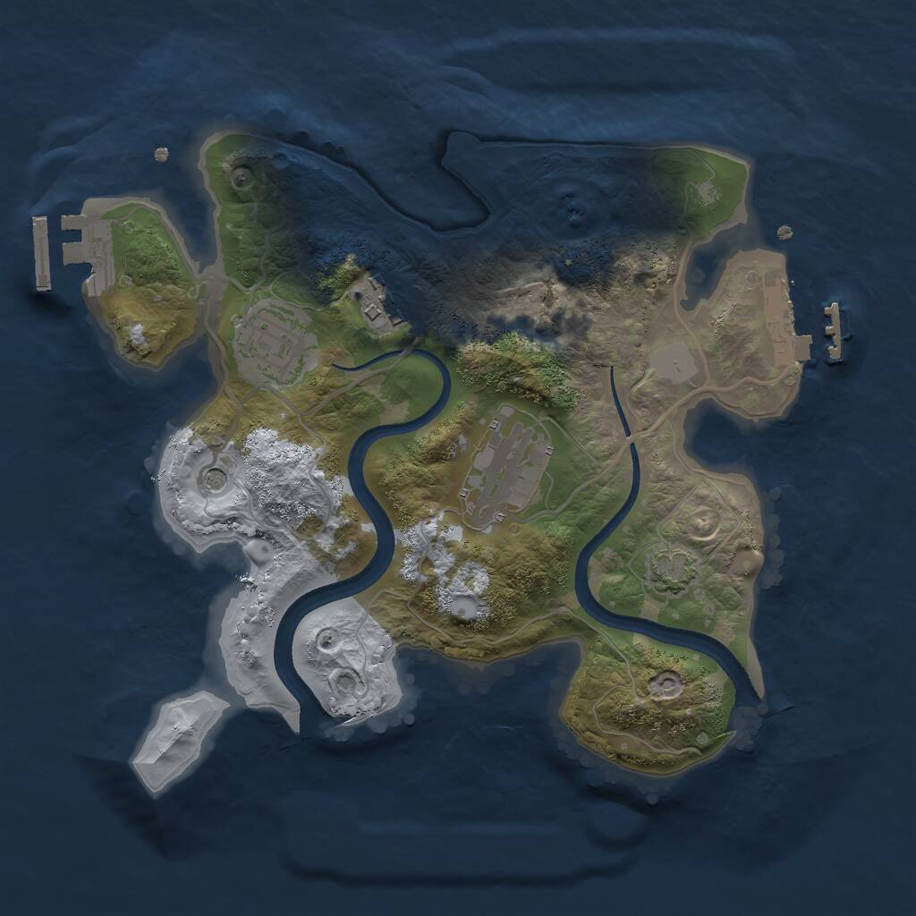 Rust Map: Procedural Map, Size: 2500, Seed: 1486, 8 Monuments