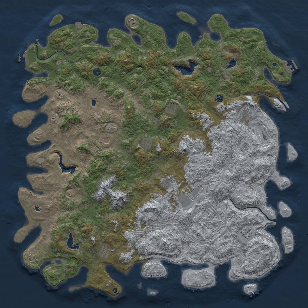 Rust Map: Procedural Map, Size: 6000, Seed: 119582547, 17 Monuments