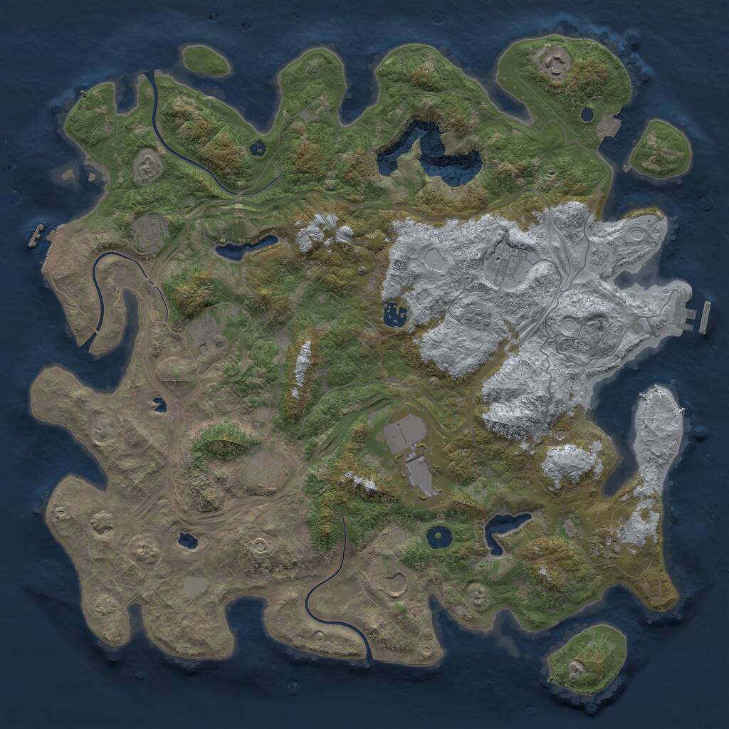 Rust Map: Procedural Map, Size: 4500, Seed: 3445, 16 Monuments