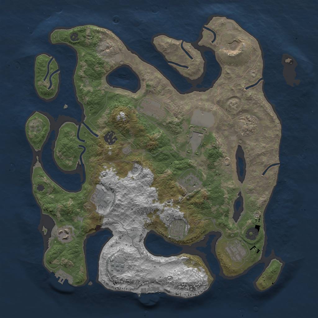 Rust Map: Procedural Map, Size: 3700, Seed: 464314032, 16 Monuments