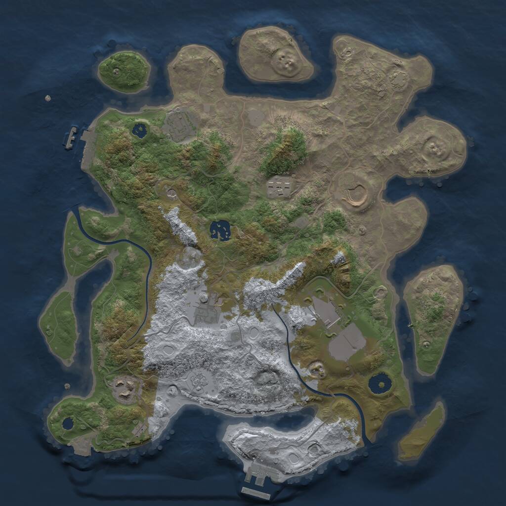 Rust Map: Procedural Map, Size: 3500, Seed: 1627869425, 13 Monuments