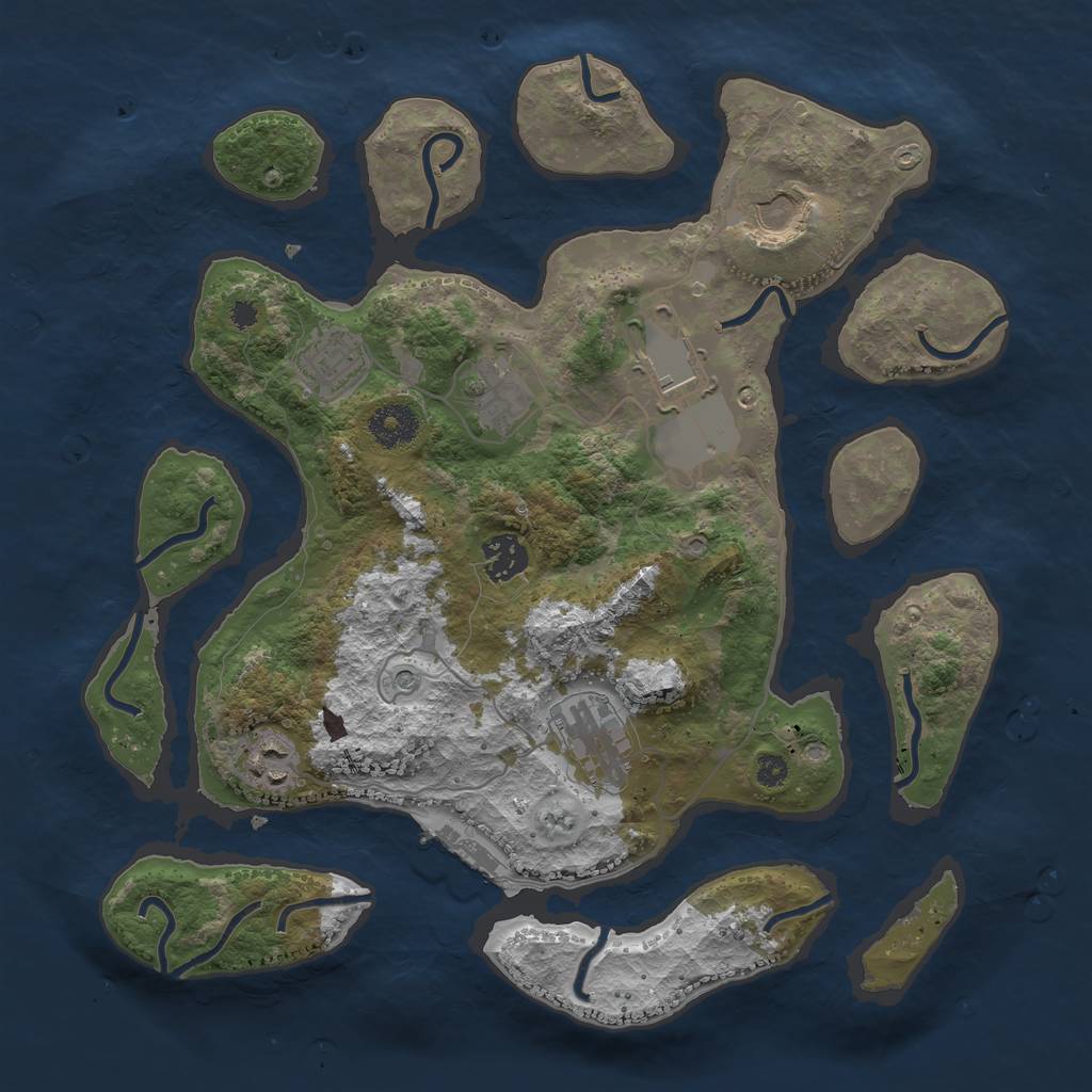 Rust Map: Procedural Map, Size: 3500, Seed: 1627869425, 11 Monuments