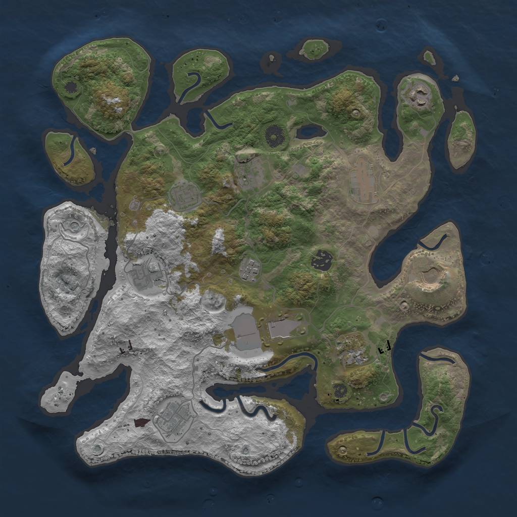 Rust Map: Procedural Map, Size: 3750, Seed: 572721513, 14 Monuments