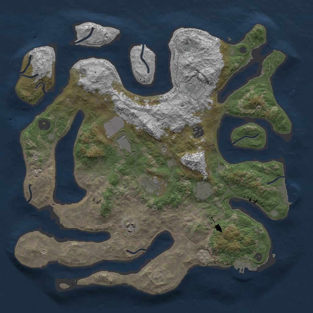 Rust Map: Procedural Map, Size: 4000, Seed: 811148092, 12 Monuments