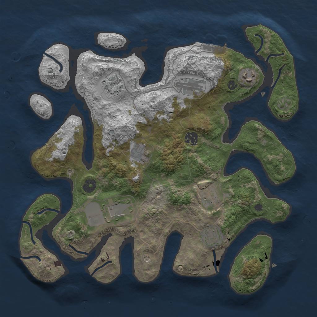 Rust Map: Procedural Map, Size: 3500, Seed: 1721351969, 12 Monuments