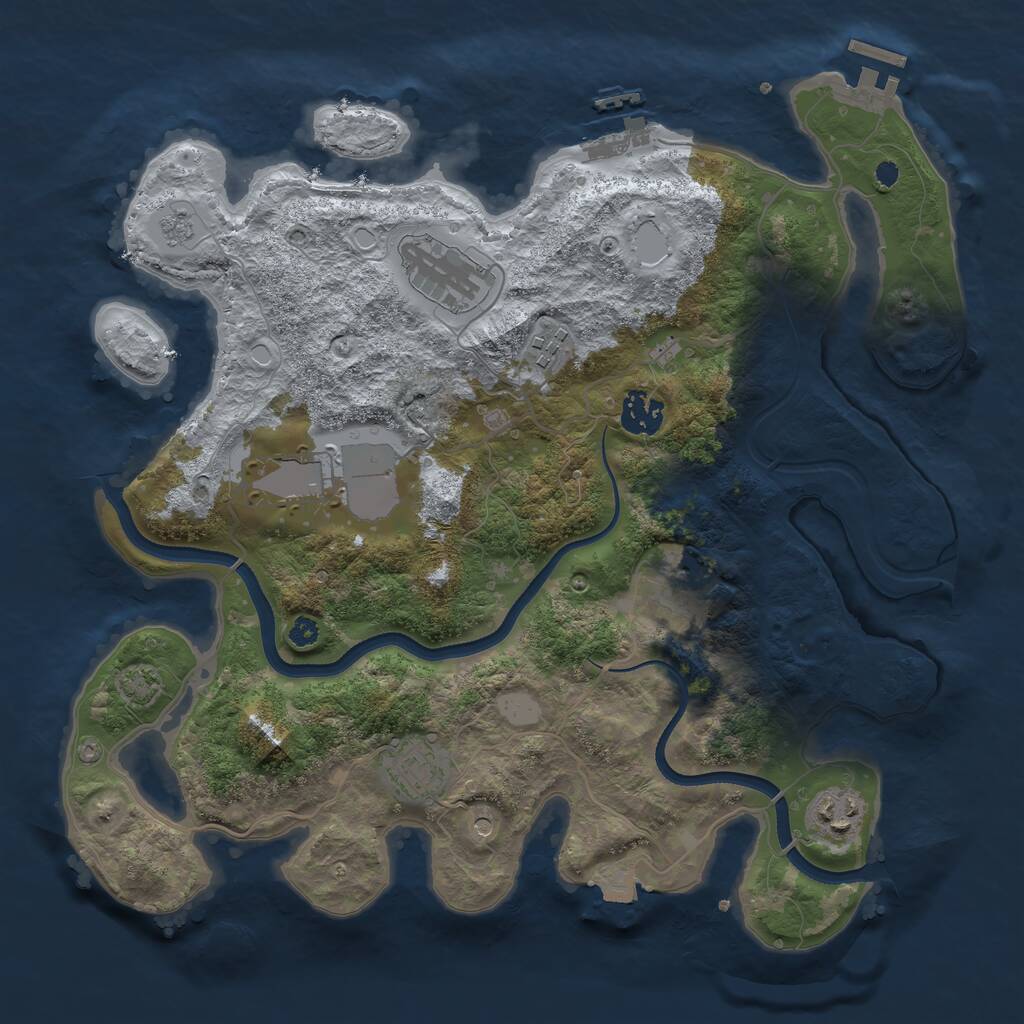 Rust Map: Procedural Map, Size: 3500, Seed: 1721351969, 13 Monuments