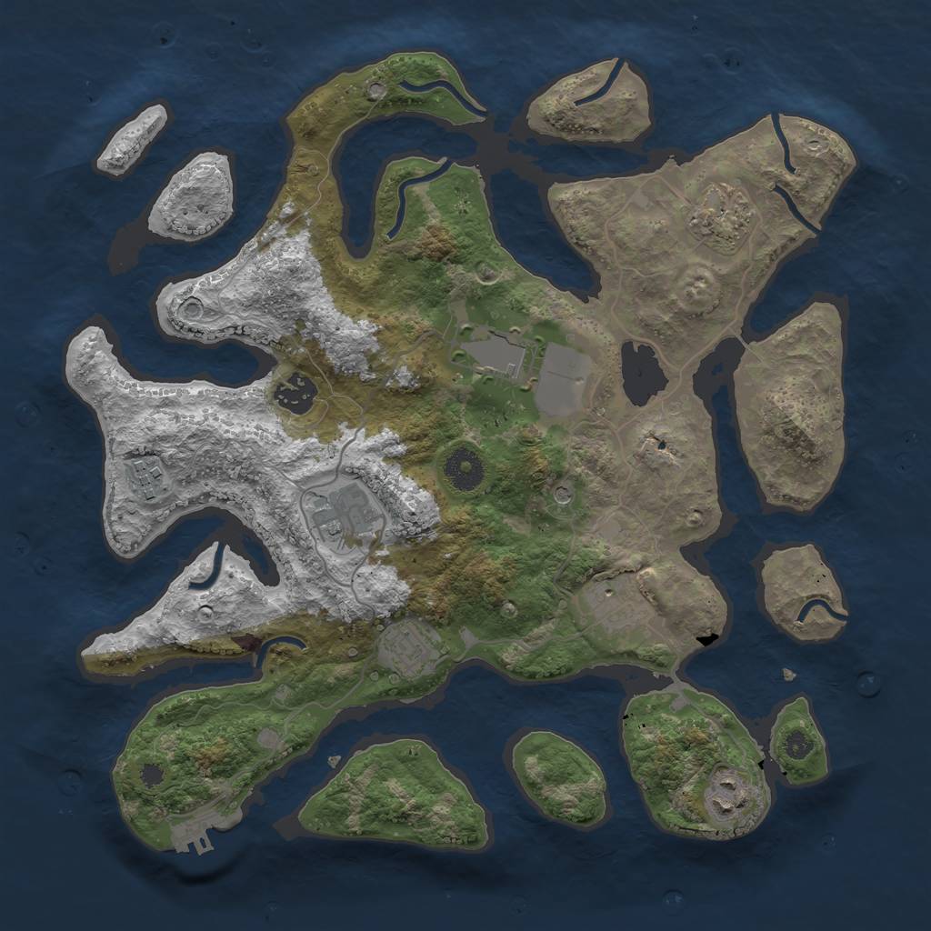 Rust Map: Procedural Map, Size: 3500, Seed: 998253777, 12 Monuments