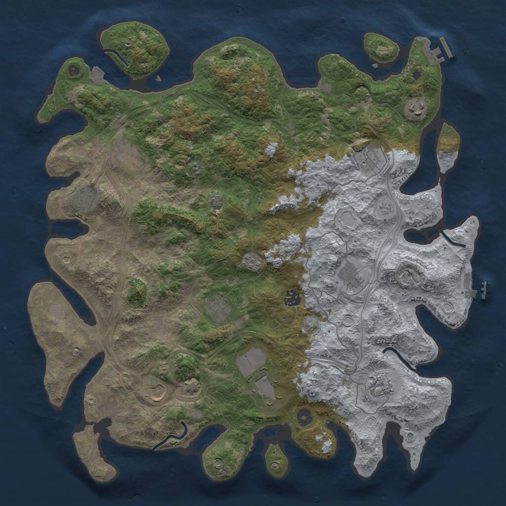 Rust Map: Procedural Map, Size: 4500, Seed: 46054605, 17 Monuments