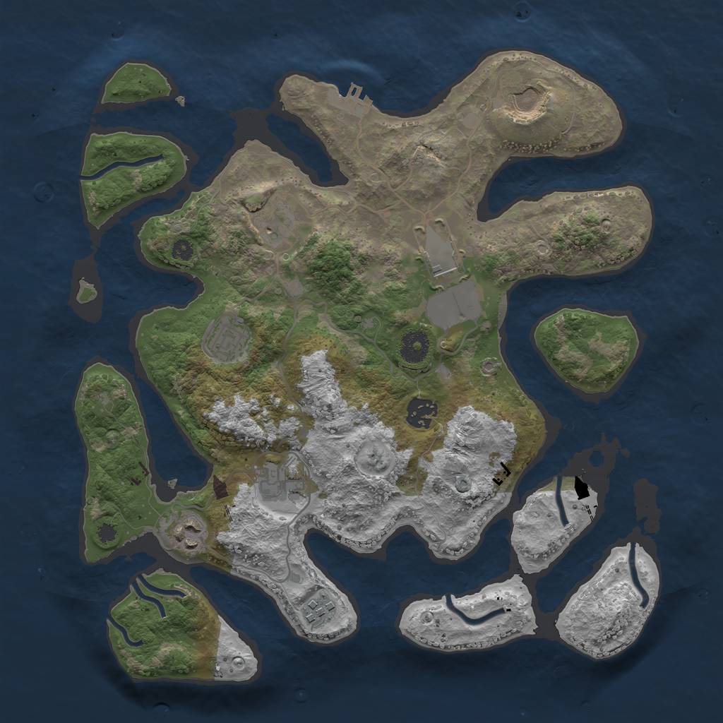 Rust Map: Procedural Map, Size: 3500, Seed: 360673, 11 Monuments